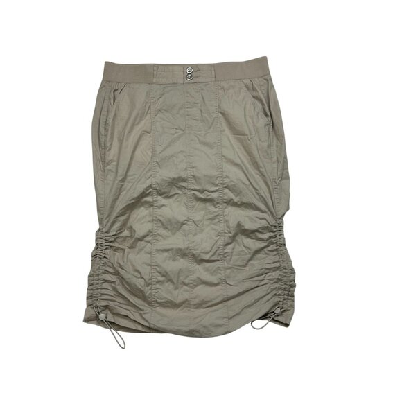 Torrid Womens Beige Midi Skirt With Drawstring Ruched Sides & Button Size 0 - Picture 1 of 8